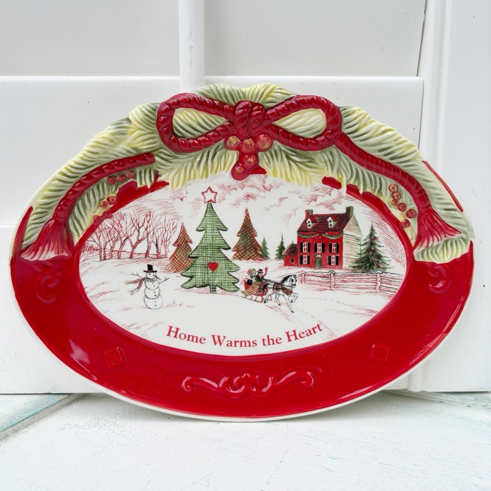 FITZ And FLOYD Home Warms The Heart Sentiment Serving Tray Platter 10” x 7.25”